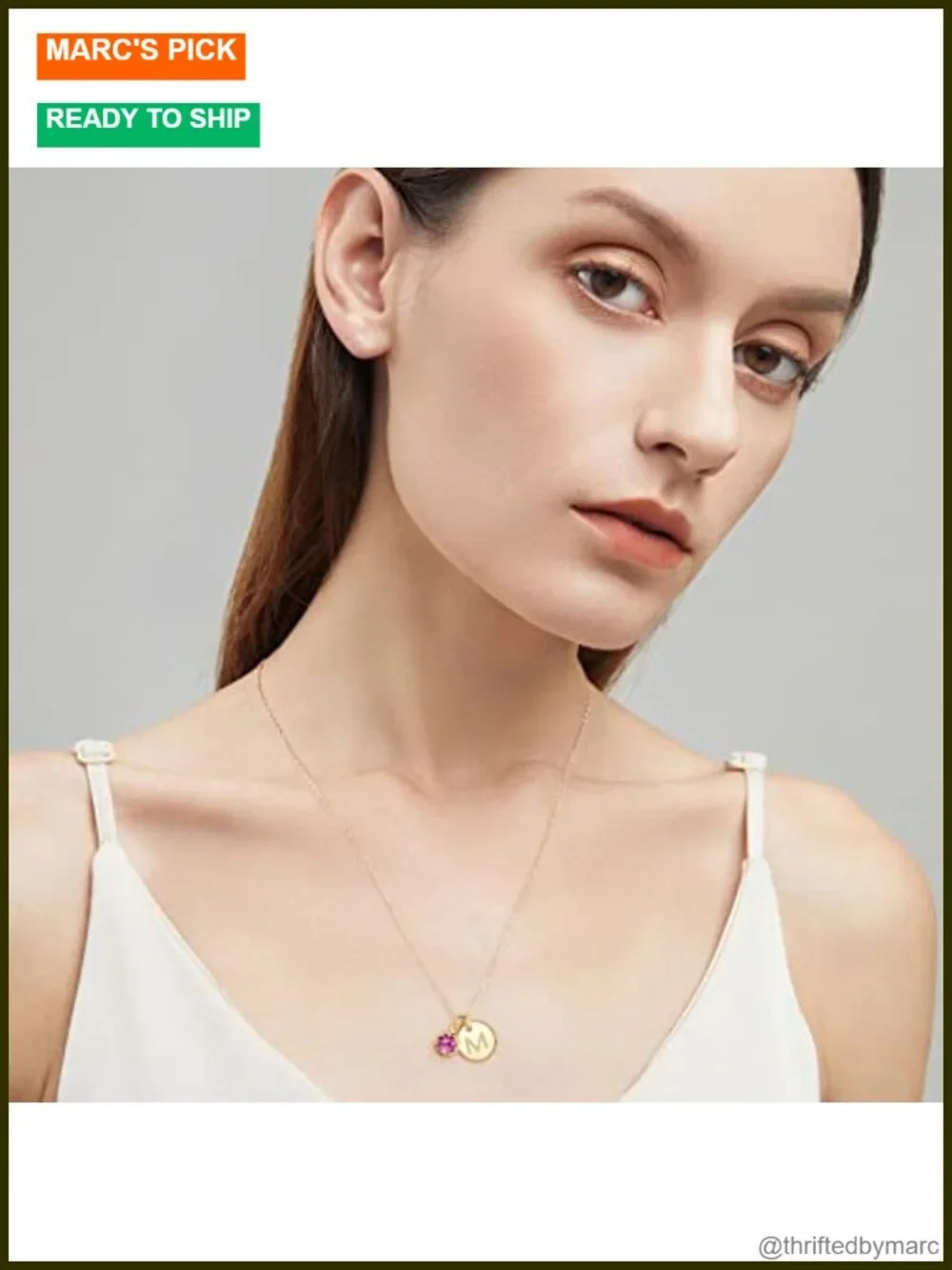 Initial Birthstone Necklace for Women, Dainty Pendant, Nickel-Free Gold Plated,
